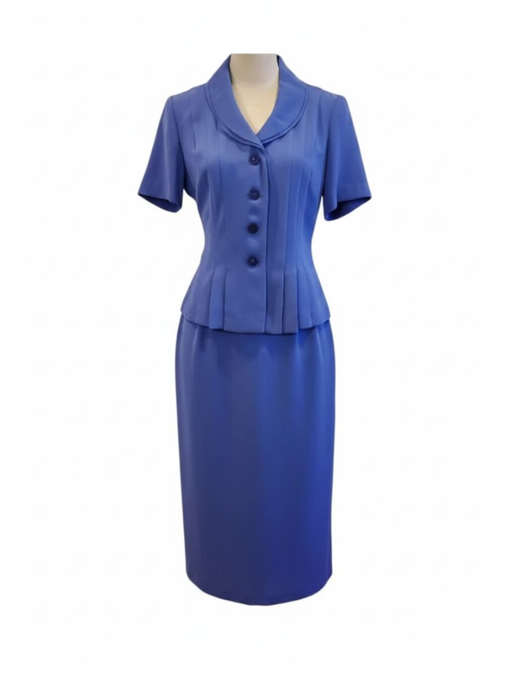 DANNY & NICOLE 2PC Jacket Skirt Viking Blue Short sleeve Jacket Skirt Set Dress